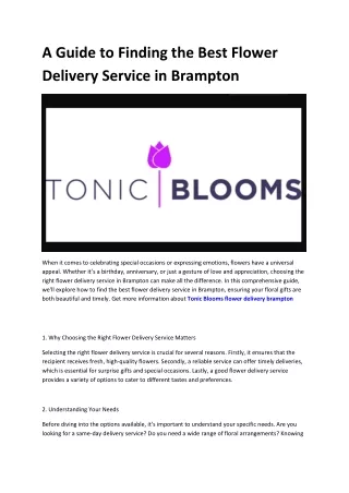 Tonic Blooms flowers brampton