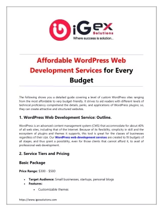 Affordable WordPress Web Development Services for Every Budget