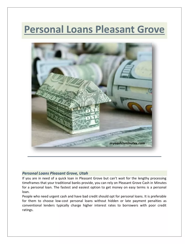 personal loans pleasant grove