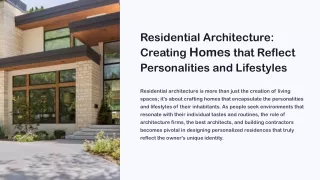 Residential Architecture Creating Homes that Reflect Personalities and Lifestyle