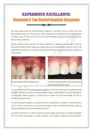 Top Dental Implant Surgeon In Newtown PA