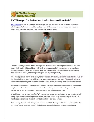 RMT Massage: Unlocking the Benefits of Registered Massage Therapy