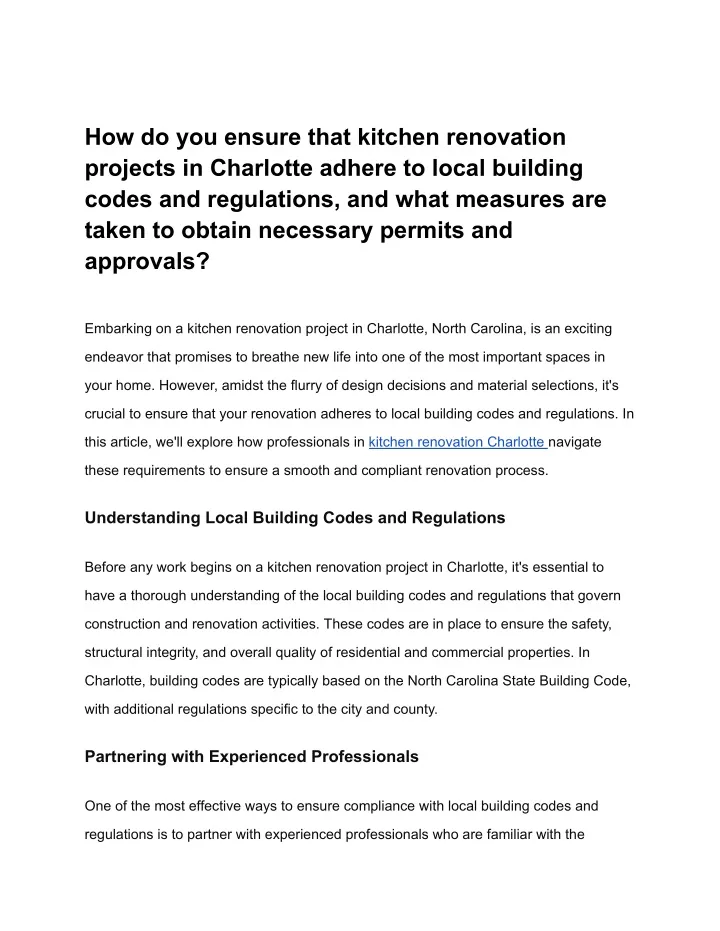 how do you ensure that kitchen renovation