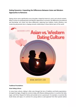 Asian and Western Approaches to Romance