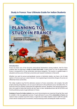 Planning to Study in France -  An Ultimate Guide for Indian Students