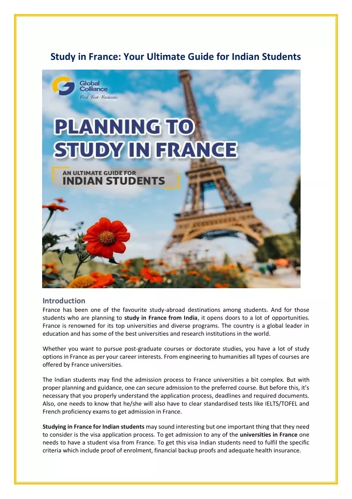 study in france your ultimate guide for indian