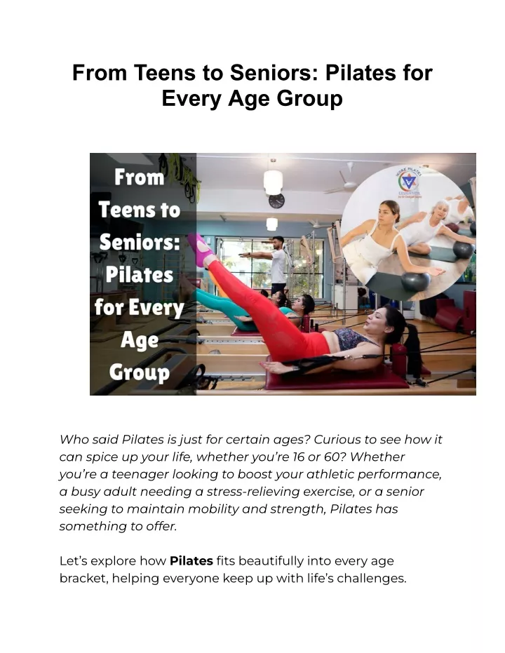 from teens to seniors pilates for every age group