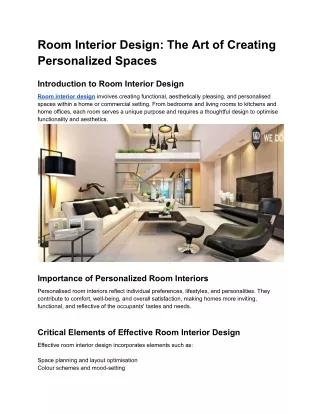 Room Interior Design_ The Art of Creating Personalized Spaces