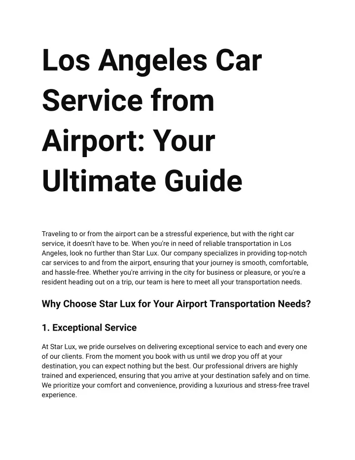 los angeles car service from airport your