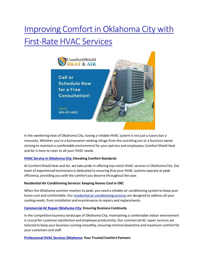 improving comfort in oklahoma city with first rate hvac services