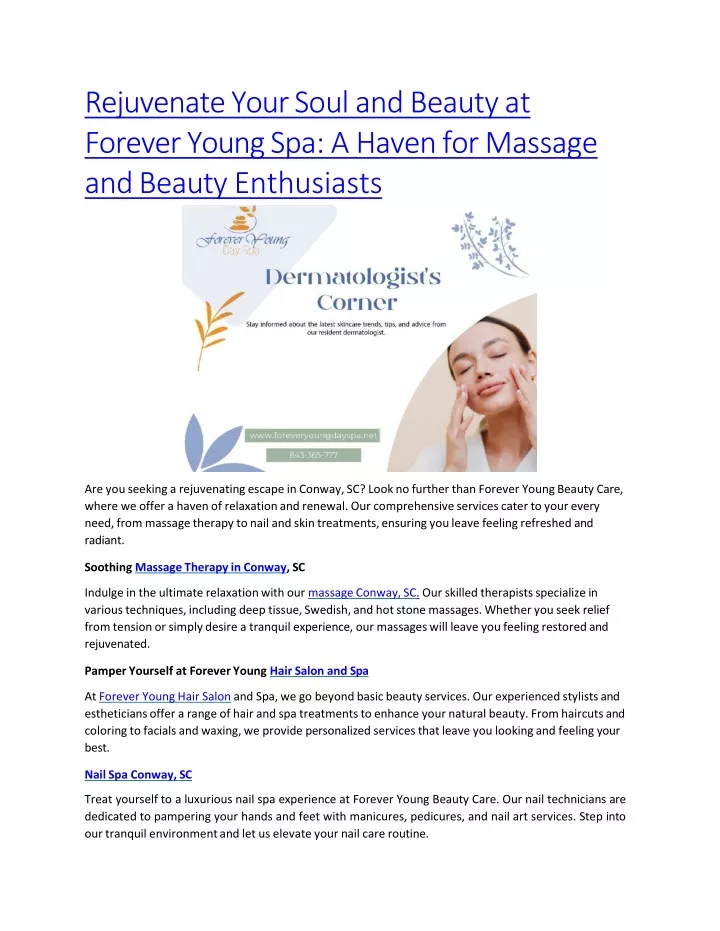 rejuvenate your soul and beauty at forever young spa a haven for massage and beauty enthusiasts