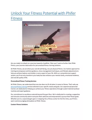 Unlock Your Fitness Potential with Phifer Fitness