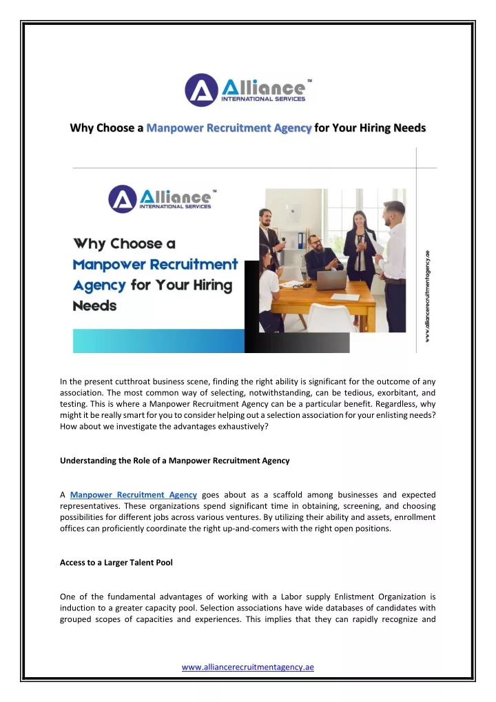 why choose a manpower recruitment agency for your