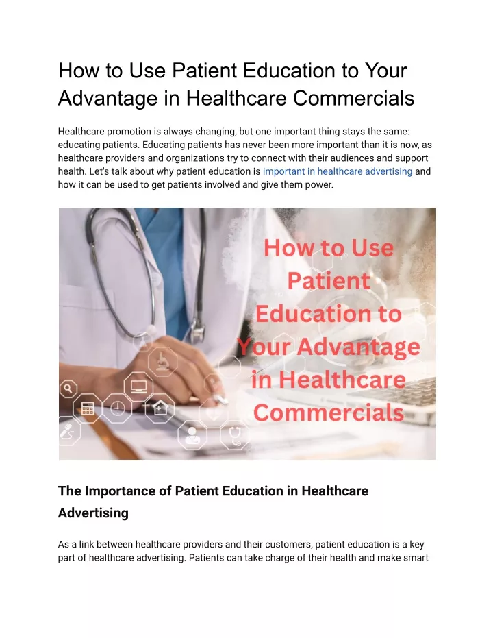 how to use patient education to your advantage
