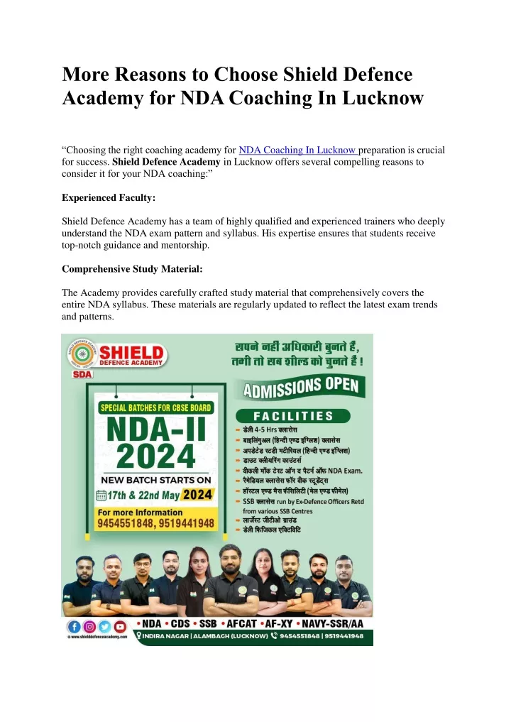 more reasons to choose shield defence academy