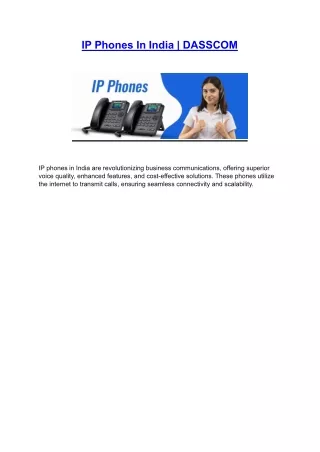 IP Phones In India | DASSCOM
