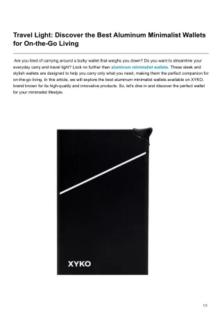 Travel Light Discover the Best Aluminum Minimalist Wallets for On-the-Go Living