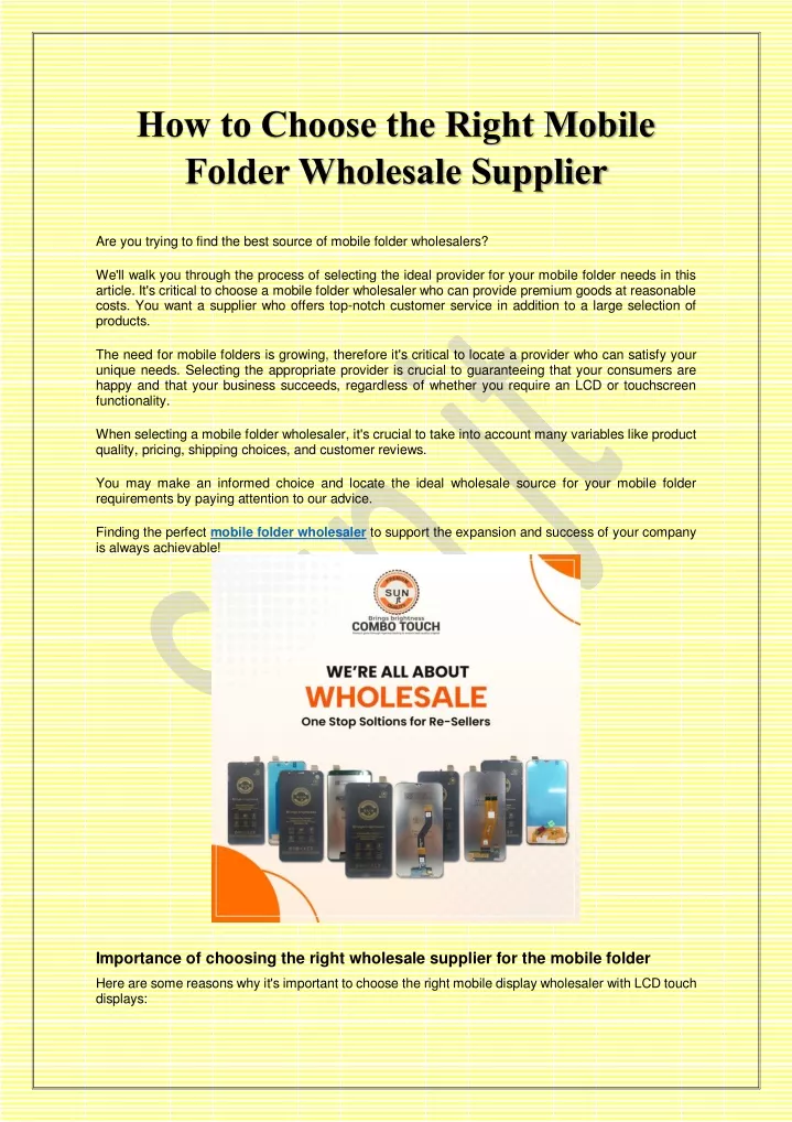 how to choose the right mobile folder wholesale