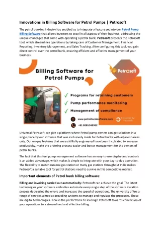 Innovations in Billing Software for Petrol Pumps