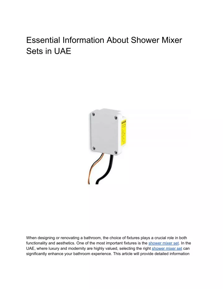 essential information about shower mixer sets