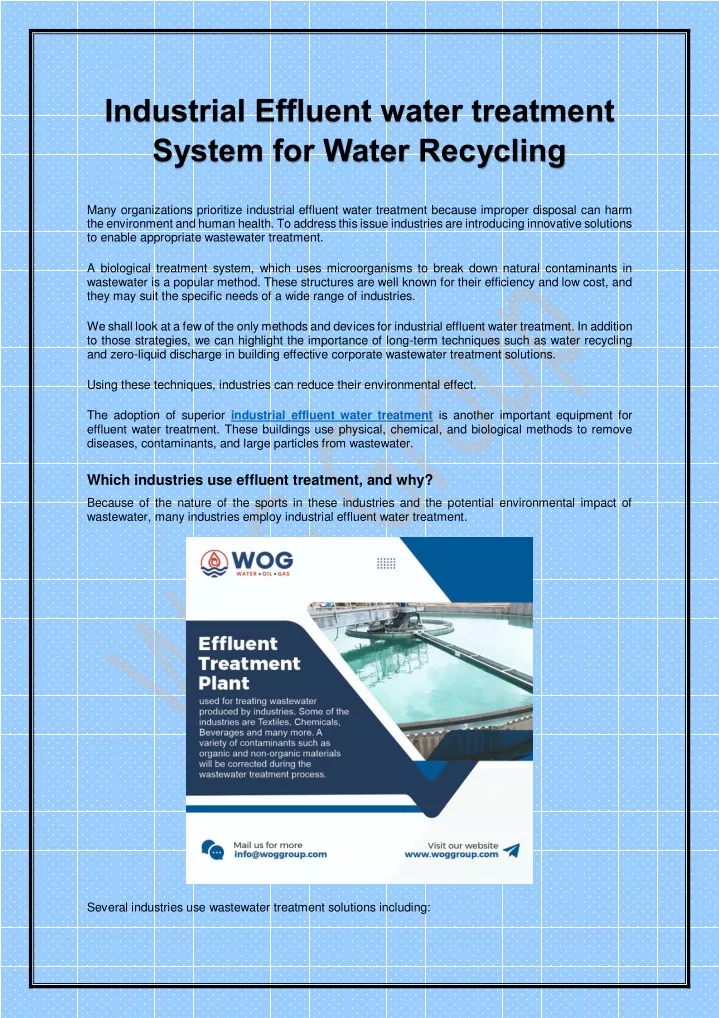 industrial effluent water treatment system