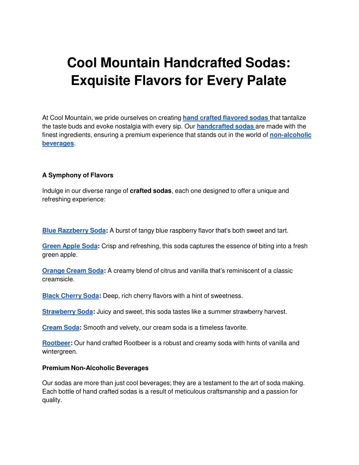 cool mountain handcrafted sodas exquisite flavors for every palate