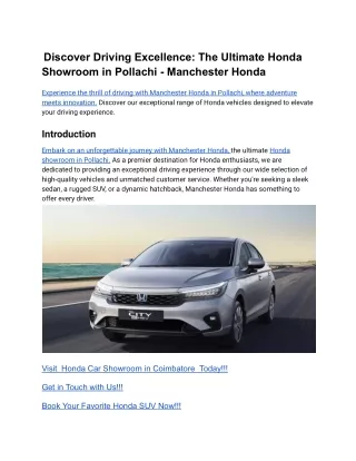 _Discover Driving Excellence_ The Ultimate Honda Showroom in Pollachi - Manchester Honda
