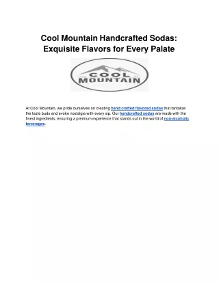 Cool Mountain Handcrafted Sodas_ Exquisite Flavors for Every Palate