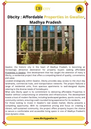 Dbcity Affordable Properties in Gwalior, Madhya Pradesh