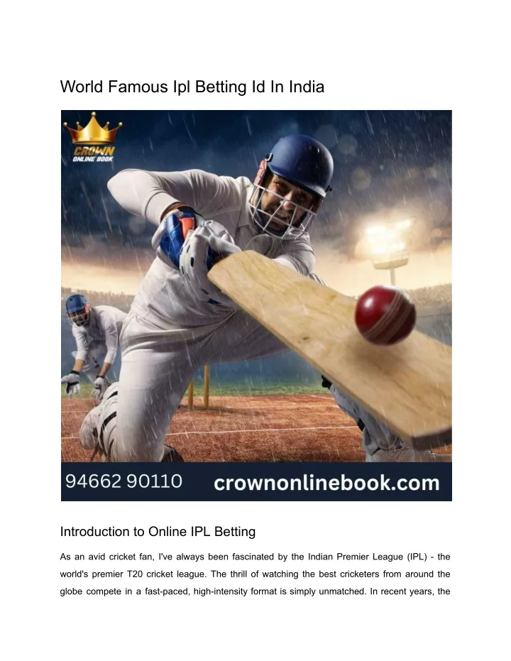 world famous ipl betting id in india