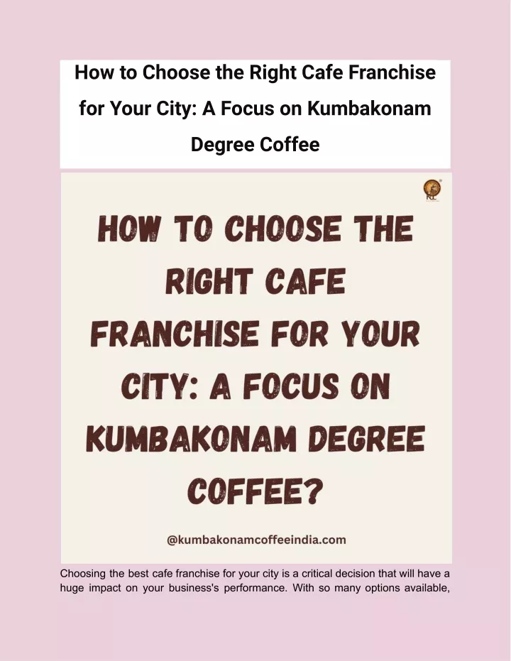 PPT - How to Choose the Right Cafe Franchise for Your City_ A Focus on ...