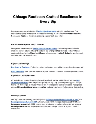 Chicago Rootbeer_ Crafted Excellence in Every Sip