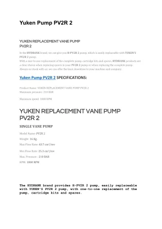 Yuken Pump PV2R 2