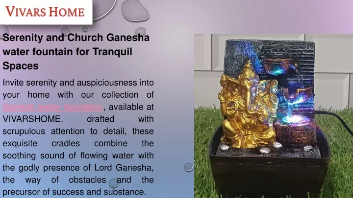 serenity and church ganesha water fountain