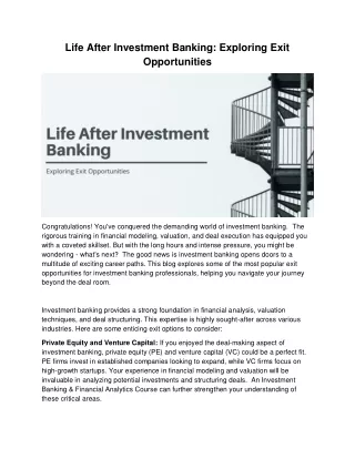 Life After Investment Banking