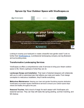 Spruce Up Your Outdoor Space with ViceScapes.ca