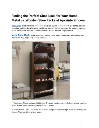 Finding the Perfect Shoe Rack for Your Home_ MeFinding the Perfect Shoe Rack for Your Home at Apkainterior.pdf