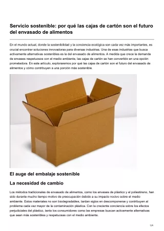 Servicio sostenible por qué las cajas de cartón son el futuro del envasado de alimentos