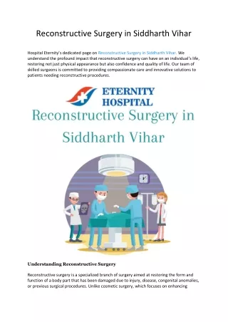Reconstructive Surgery in Siddharth Vihar