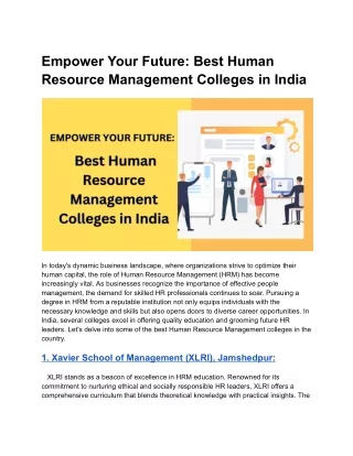 Empower Your Future_ Best Human Resource Management Colleges in India