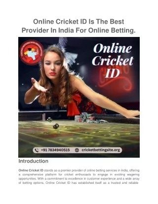 Online Cricket ID Is The Best Provider In India For Online Betting