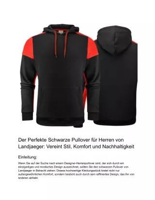 Der Perfekte Schwarze Pullover für Herren von Landjaeger_ Vereint Stil, Komfort und Nachhaltigkeit
