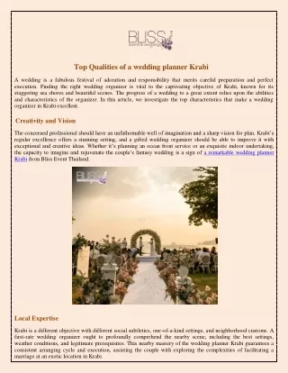 Top Qualities of a wedding planner Krabi