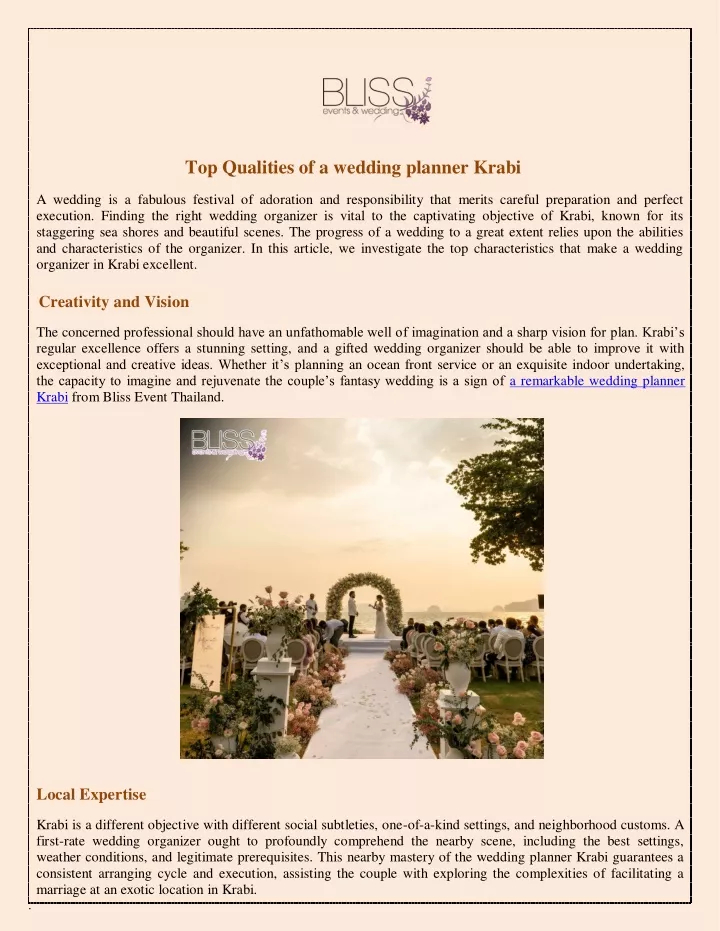 top qualities of a wedding planner krabi