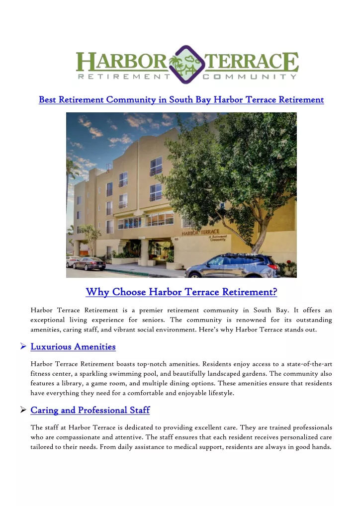 best retirement community in south bay harbor