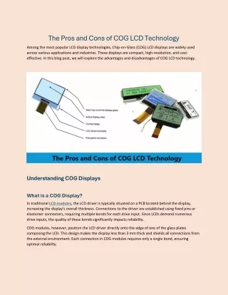 The Pros and Cons of COG LCD Technology
