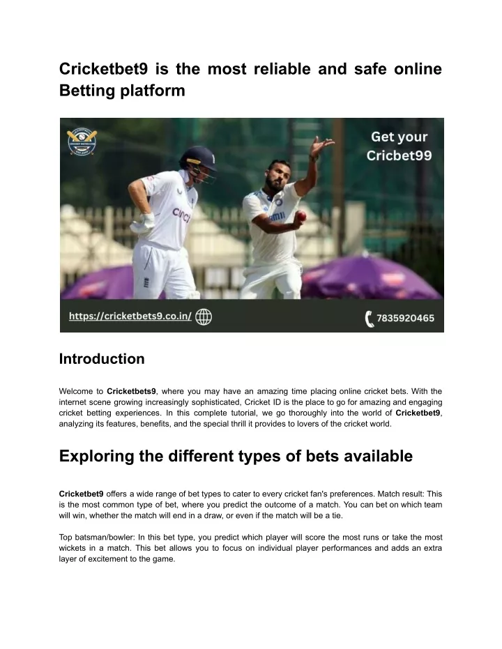 cricketbet9 is the most reliable and safe online