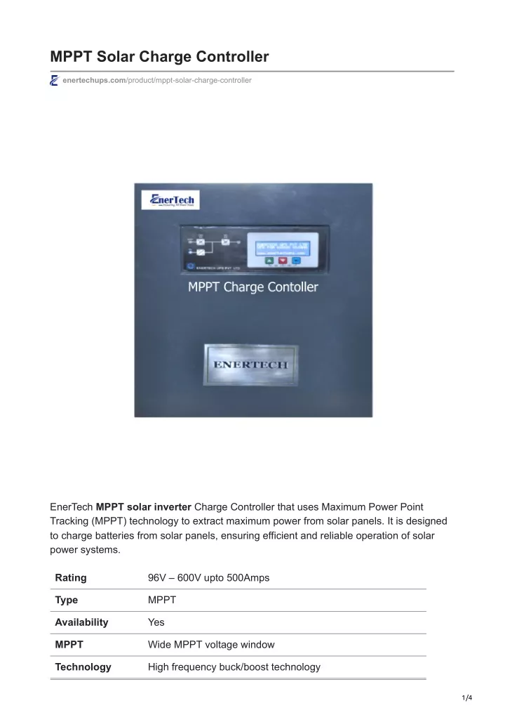 mppt solar charge controller