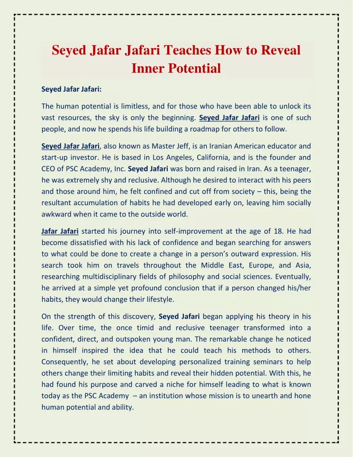seyed jafar jafari teaches how to reveal inner