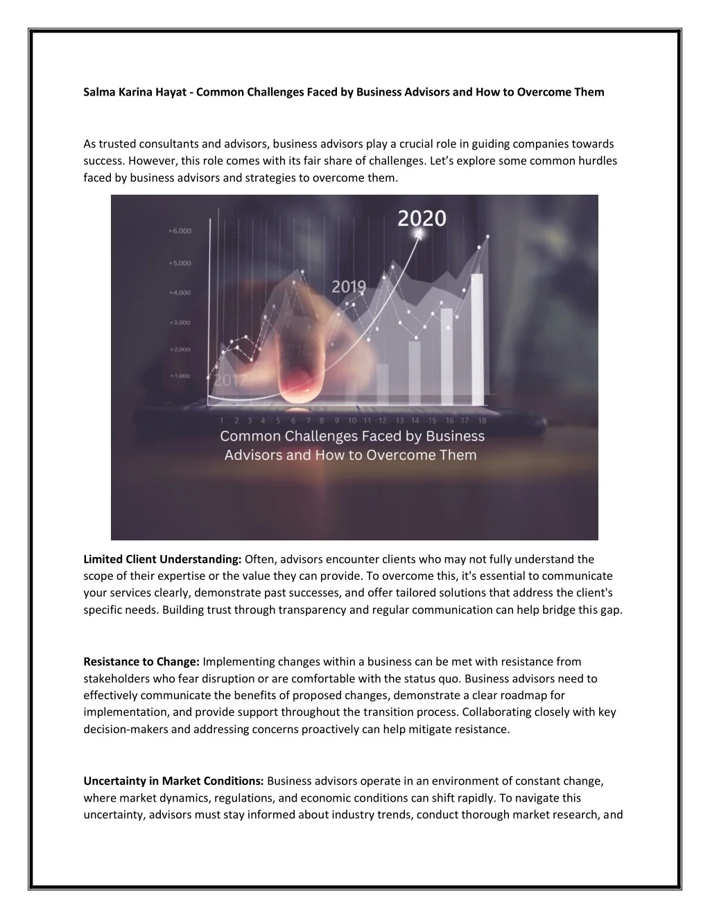 PPT - Salma Karina Hayat - Common Challenges Faced by Business Advisors ...